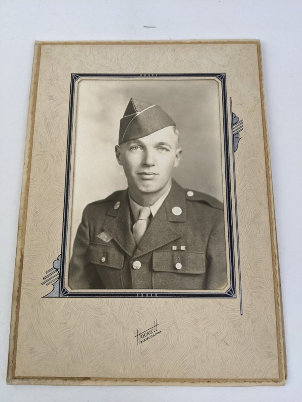 WWII Enlisted US Solider Studio Portrait Minnestoa E1 Militaria Ephemera